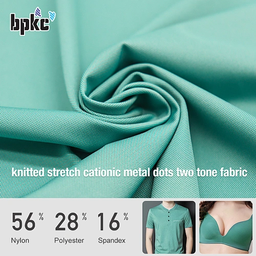knitted stretch cationic metal dots two tone fabric